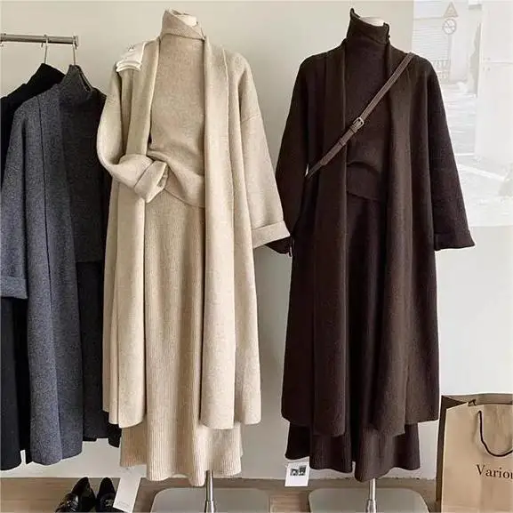 Winter Clothing Kit - Trzyczęściowe zestawy damskie Długi sweter Kamizelka
