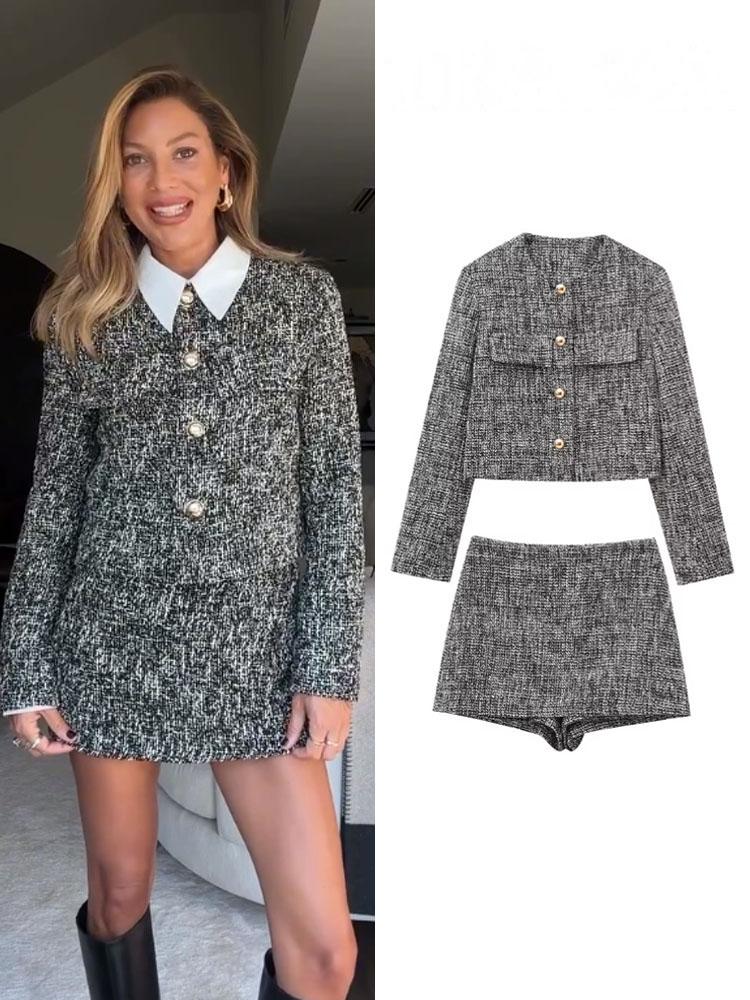 Winter Clothing Deals - Damski komplet HH, 2-częściowy, kraciasty, zapinany