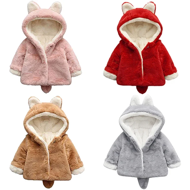 Winter Clothing Baby - Urocze kocie uszy pluszowa kurtka dziecięca