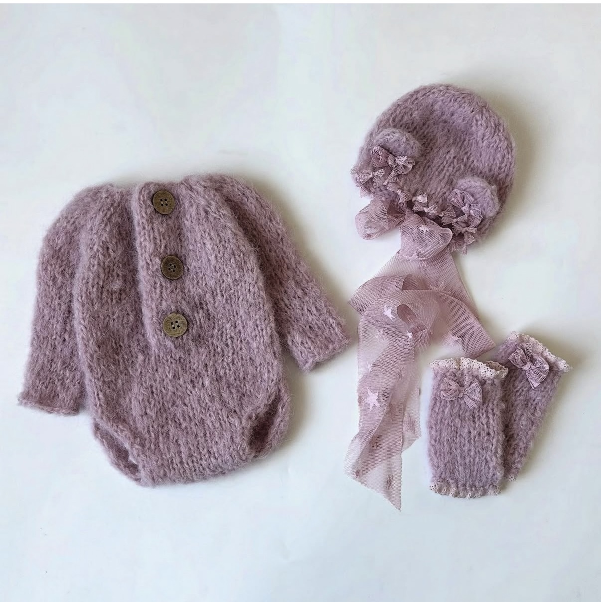 Winter Clothing Baby - Zestaw dla noworodka dziewczynki: dzianinowy rampers,