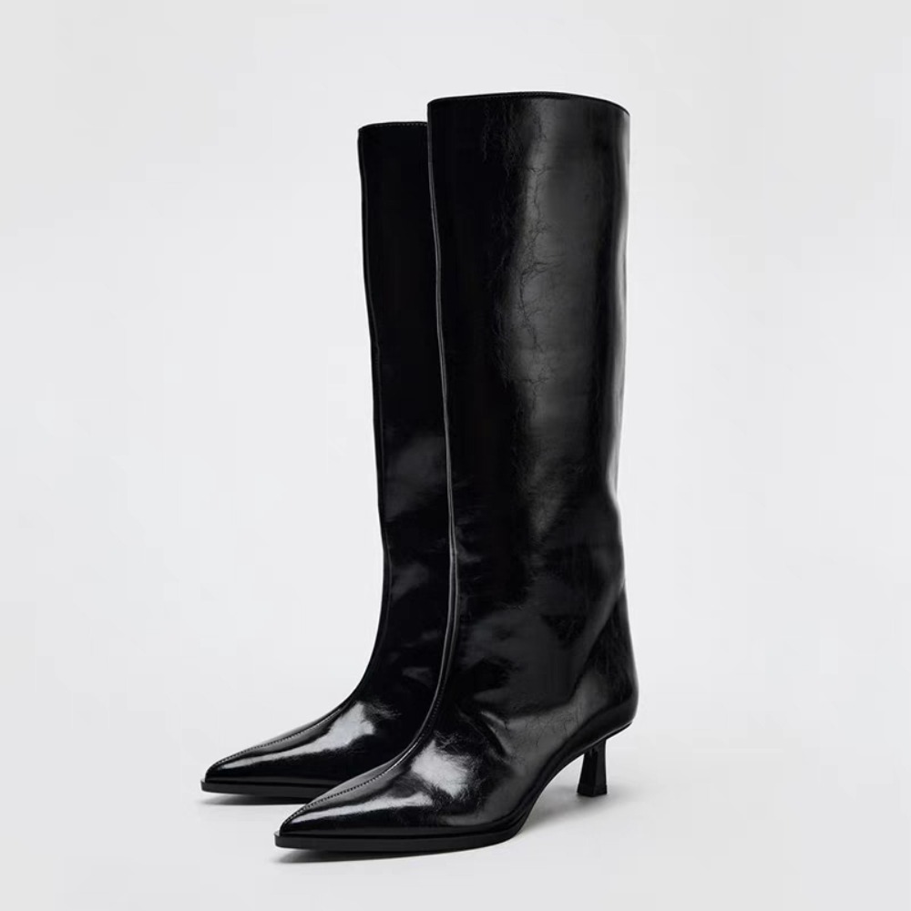 Winter Clothing Women'S - Szerokie kozaki z szerokim dołem, szpiczaste,