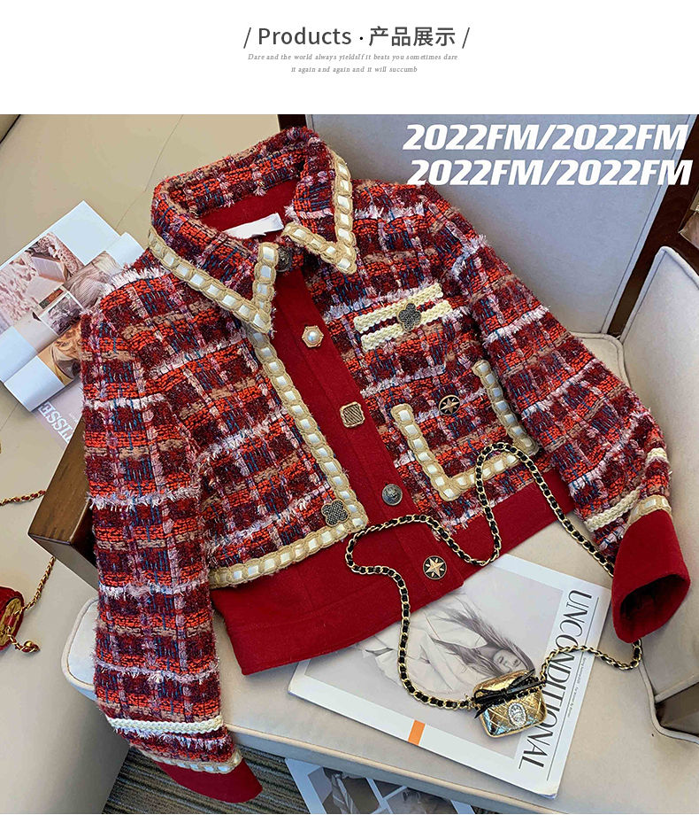 Kobiety elegancki Tweed czerwo – Winter Clothing Outfits recenzja i cena